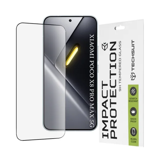 Techsuit - 111D Celoplošné / Celolepené sklo - Xiaomi Poco X8 Pro Max - Čierne tvrdené sklo - 1