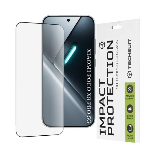 Techsuit - 111D Celoplošné / Celolepené sklo - Xiaomi Poco X8 Pro - Čierne ochranné sklo ochranné sklo - 1