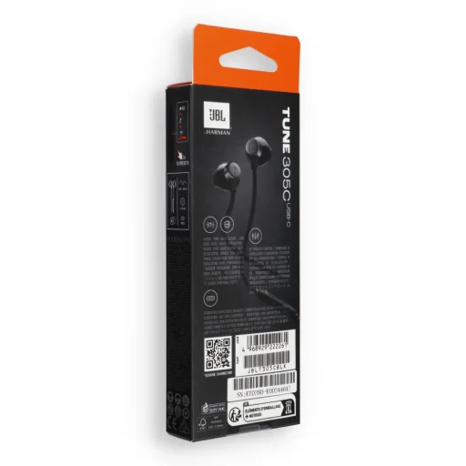 USB C JBL 305C káblové slúchadlá čierne - 3