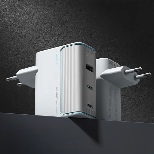 Cuktech AD1003EU 100W GaN 2x USB-C + USB-A sieťová nabíjačka s káblom - biela - 3