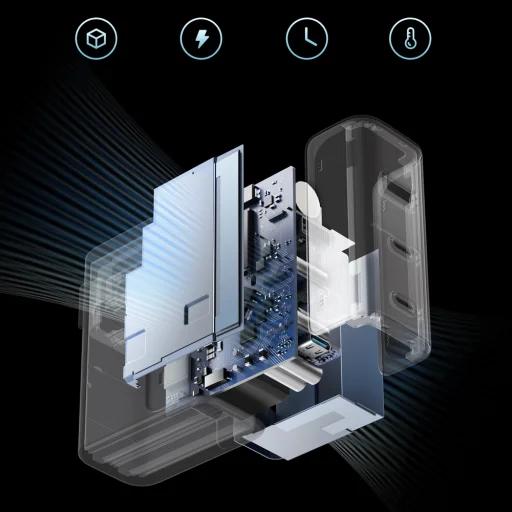 Cuktech AD1003EU 100W GaN 2x USB-C + USB-A sieťová nabíjačka s káblom - biela - 7