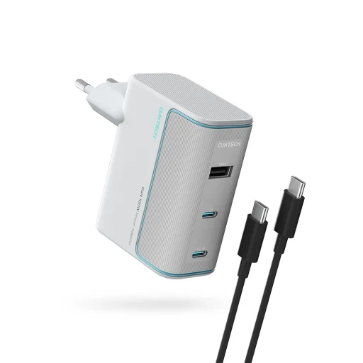 Cuktech AD1003EU 100W GaN 2x USB-C + USB-A sieťová nabíjačka s káblom - biela - 1