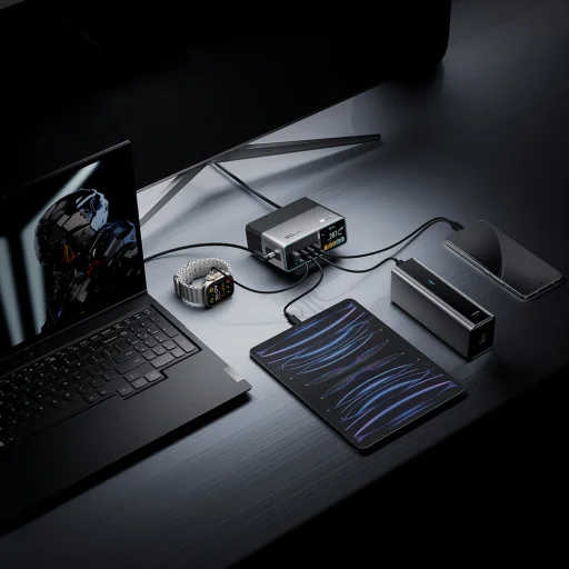 Cuktech TA3005U 300W nabíjacia stanica 5 v 1 s digitálnym displejom - strieborná - 16