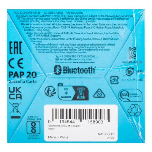 Bluetooth reproduktor Anker SoundCore Glow Mini, 8W, RGB, vodoodolný, čierny A3136G11 - 8