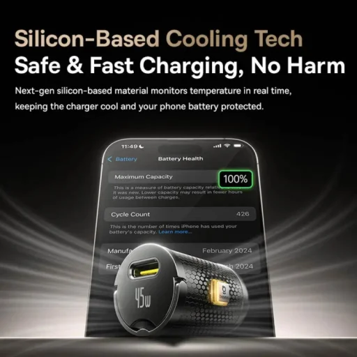 Baseus PrimeTrip VP2 nabíjačka do auta, 45W, 3A, 1 x USB-C, čierna C0206800 - 8