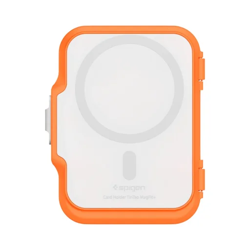 Spigen - Magnetický držiak na karty TinTap MagFit+ (AFA11380) - MagSafe, Jednoduchý prístup, Minimalistický dizajn - Oranžová - 3