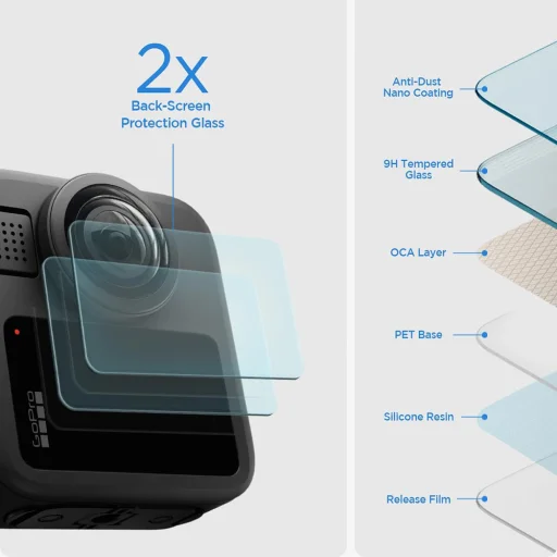 Spigen - (2 kusy) Glas.tR Slim, Zadný displej (AGL11230) - GoPro MAX 2 - Clear ochranné sklo - 6