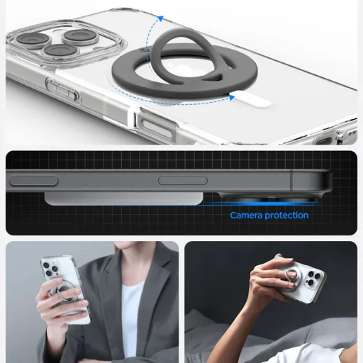 Spigen - Phone Ring Dual Pop MagSafe (AMP11368) - Flexibilný remienok na prst s úchopom, dvojitý magnetický, silikón - svetlomodrá - 7