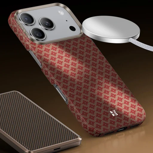 Benks Magnetické puzdro Armor Air Armor Grid Kevlar Kovový rám 600D (H069) iPhone 17 Pro oranžové puzdro - 8