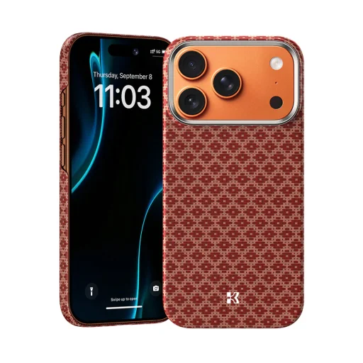 Benks Magnetické puzdro Armor Air Armor Grid Kevlar Kovový rám 600D (H069) iPhone 17 Pro oranžové puzdro - 1