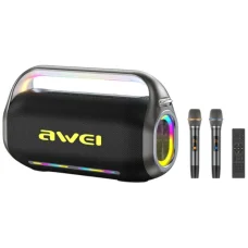 AWEI KT20 prenosný bezdrôtový Bluetooth reproduktor s karaoke setom, čierny
