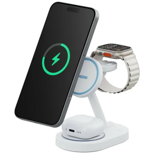 Energea GoMag Station 2 3v1 MagSafe rýchla bezdrôtová nabíjacia stanica biela - 1