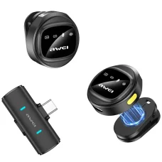 Bezdrôtový klopový mikrofón AWEI MK3 Duo čierny