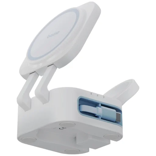 Bezdrôtová nabíjačka Bazic GoMag Station Mini 3-in-1 MagSafe skladacia so zabudovaným USB-C káblom - biela - 2