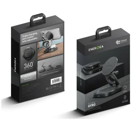 Energea Alumag GYRO 360 otočná Qi2.2 25W skladacia bezdrôtová nabíjačka gunmetal - 6