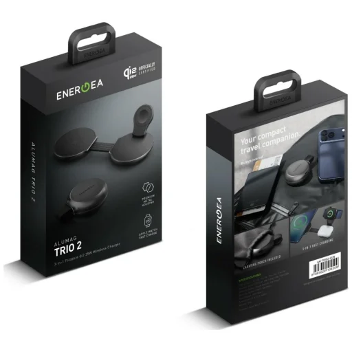 Energea Alumag Trio 2 Skladacia hliníková bezdrôtová nabíjačka 3 v 1 Qi2.2 25W gunmetal - 7