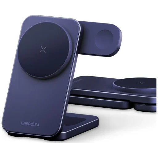 Bezdrôtová nabíjačka Energea MagTrio 2 3 v 1 Qi2 25W skladacia modrá - 2