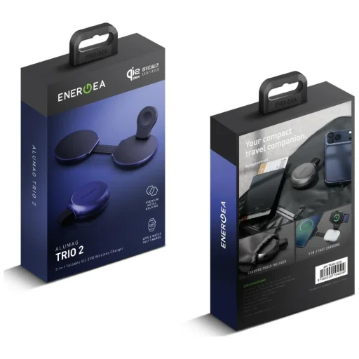 Bezdrôtová nabíjačka Energea MagTrio 2 3 v 1 Qi2 25W skladacia modrá - 6