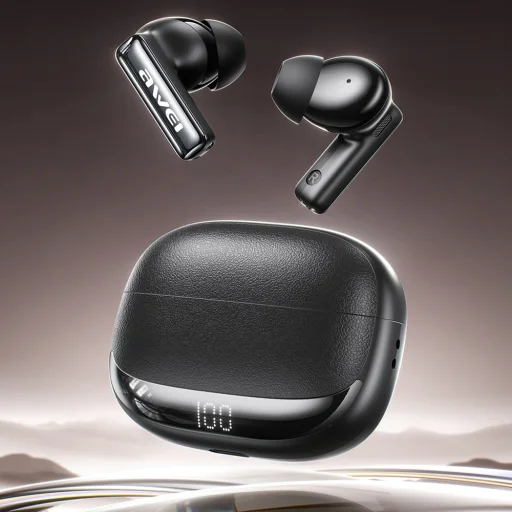 Bezdrôtové slúchadlá AWEI TA19 ANC Bluetooth 6.0 TWS + dokovacia stanica čierne - 2