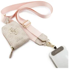 Univerzálna šnúrka na krk Guess 4G Metal Logo ružová s peňaženkou