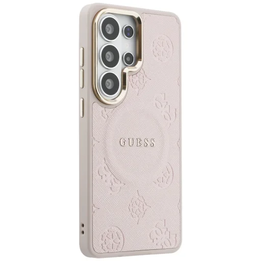 Samsung Galaxy S26 Ultra Guess Saffiano Peony embosované puzdro s prstencom MagSafe ružové - 4
