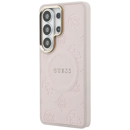 Samsung Galaxy S26 Ultra Guess Saffiano Peony embosované puzdro s prstencom MagSafe ružové - 2