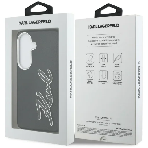 Samsung Galaxy S26 Karl Lagerfeld Grained Signature Metal Resin Logo čierne puzdro - 8