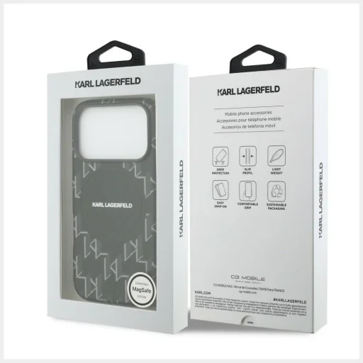 Čierne puzdro iPhone 17 Pro Karl Lagerfeld s monogramom - 8