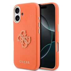 Guess PU Resin Logo kryt iPhone 17 oranžový