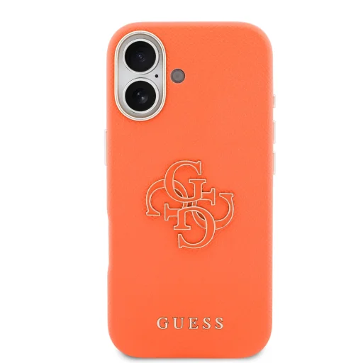 Guess PU Resin Logo kryt iPhone 17 oranžový - 3