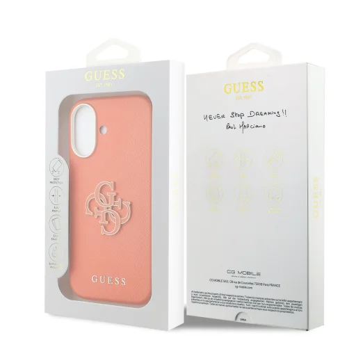 Guess PU Resin Logo kryt iPhone 17 oranžový - 7