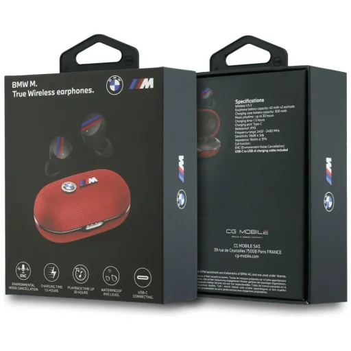 BMW bluetooth slúchadlá TWS Metal Logo ENC červené - 6
