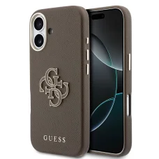 Guess PU Resin Logo puzdro na iPhone 17, hnedé