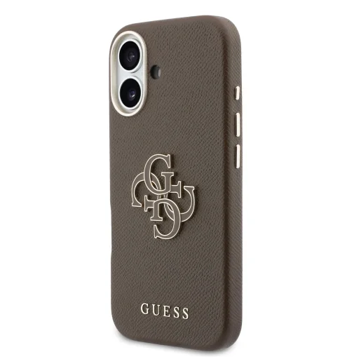 Guess PU Resin Logo puzdro na iPhone 17, hnedé - 2
