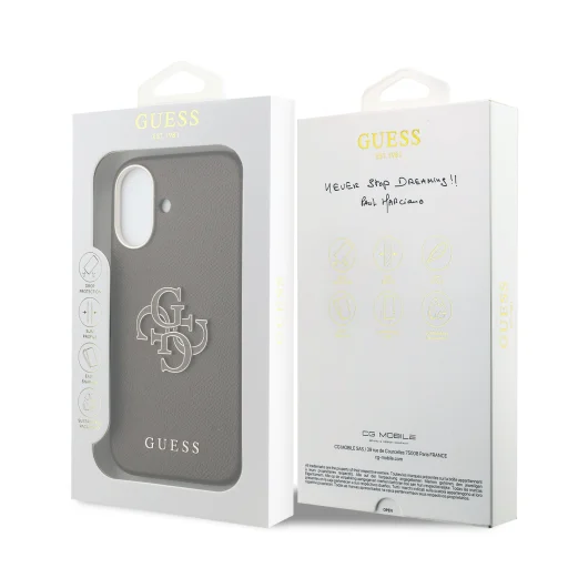 Guess PU Resin Logo puzdro na iPhone 17, hnedé - 7