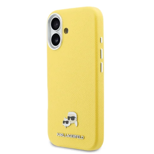 Karl Lagerfeld PU Karl a Choupette Hlavy Odznaky MagSafe kryt iPhone 17 žltý kryt - 2