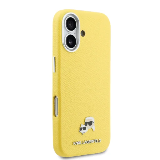 Karl Lagerfeld PU Karl és Choupette Fejek Kitűzők MagSafe tok iPhone 17 Sárga tok - 4