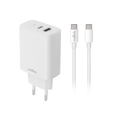 Maxlife MXTC-10-30AC PD QC nabíjačka 1x USB-C 1x USB 30W biela + USB-C - USB-C kábel 60W