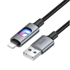 USB-A - Lightning kábel Hoco U144 Led, 18W, 2.4A, 1,2m, čierny