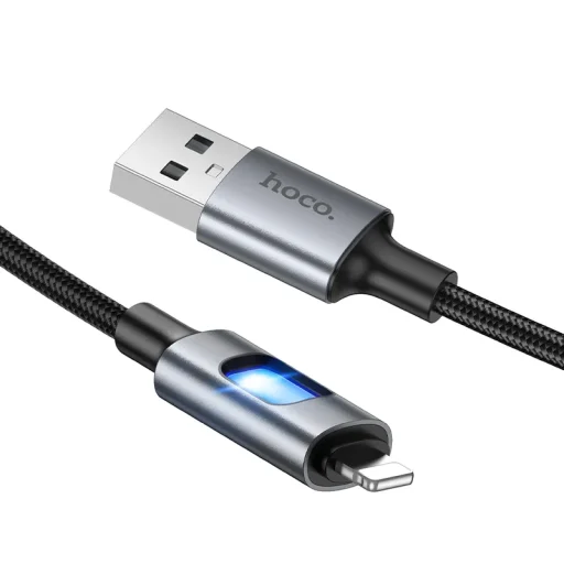 USB-A - Lightning kábel Hoco U144 Led, 18W, 2.4A, 1,2m, čierny - 2