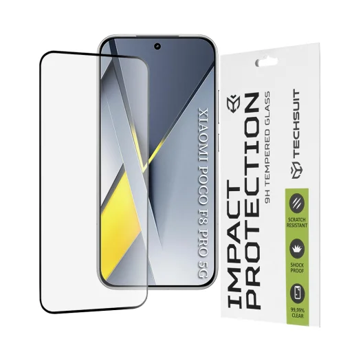 Xiaomi Poco F8 Pro Čierne Techsuit - 111D Celoplošné pokrytie / Celoplošné lepenie Ochranné tvrdené sklo - 1