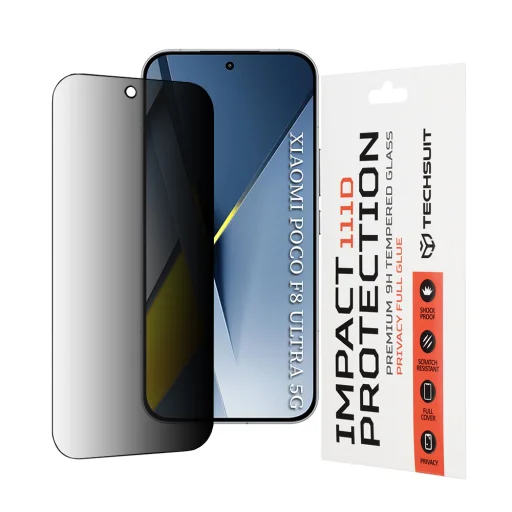 Xiaomi Poco F8 Ultra Čierne Techsuit 111D Privacy Full Glue ochranné tvrdené sklo - 1