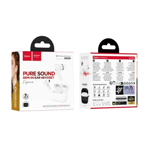 Hoco EQ30 TWS bluetooth fülhallgató, fehér - 6