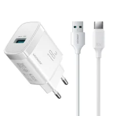 Joyroom JR-TF4 18W sieťová nabíjačka 3A USB-A - USB-C s 1m káblom - biela