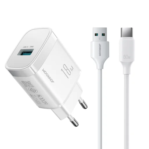 Joyroom JR-TF4 18W sieťová nabíjačka 3A USB-A - USB-C s 1m káblom - biela - 1