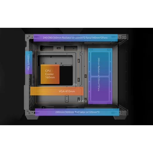DarkFlash B275 PRO čierna počítačová skriňa (+6 ventilátorov) - 11