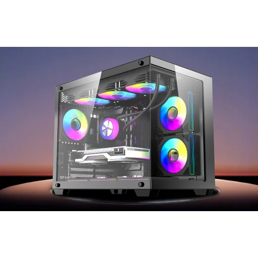 DarkFlash B275 PRO čierna počítačová skriňa (+6 ventilátorov) - 7