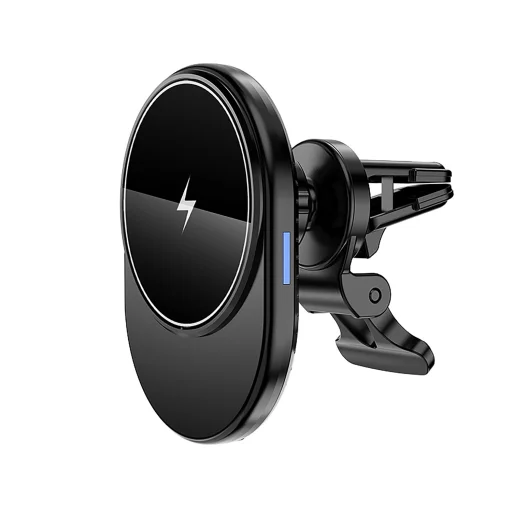 iPhone MagSafe autós légbefúvó tartó vezeték nélküli töltéssel ovális LED fekete - 2