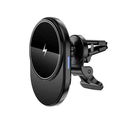 iPhone MagSafe autós légbefúvó tartó vezeték nélküli töltéssel ovális LED fekete - 4