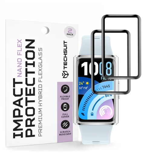 Techsuit - Nano Flex (2 csomag) - Huawei Band 11 Pro - Fekete üvegfólia üvegfólia - 1